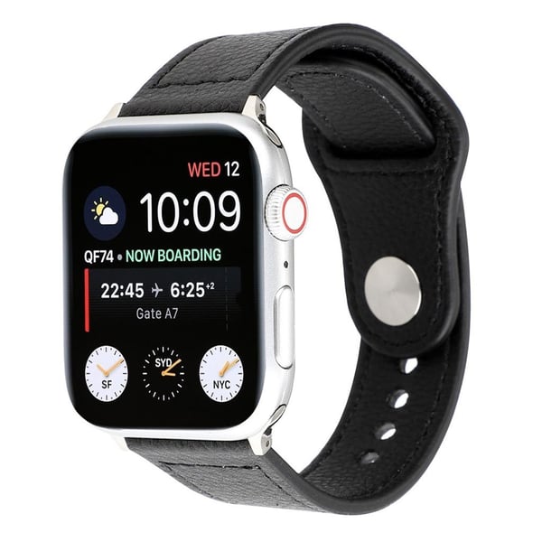 Apple Watch Series 4 40mm ægte læder nitte Spænde Urrem - Sort