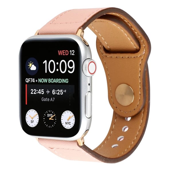 Apple Watch Series 4 40mm Ekte Lær Klinke Spenne Klokkereim - Rosa