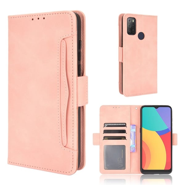 Modern-styled Lær Lommebok Etui til Alcatel 3l (2021) / 1s (2021) - Rosa