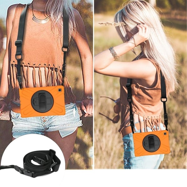 Silikon Combo Etui med Stropp til Samsung Galaxy Tab A7 10.4 (2020) - Oransje