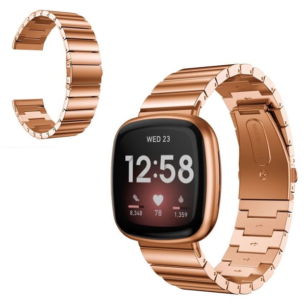 Urarmbånd i rustfritt stål med én rad til Fitbit Versa 3 - Rose Gull