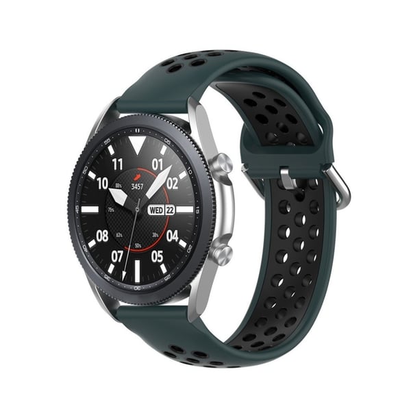 Samsung Galaxy Watch 3 (41 mm) tofarget klokkerem i silikon - Mørkegrønn / Svart