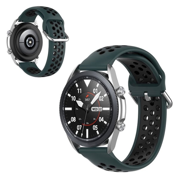 Samsung Galaxy Watch 3 (41 mm) tofarget klokkerem i silikon - Mørkegrønn / Svart