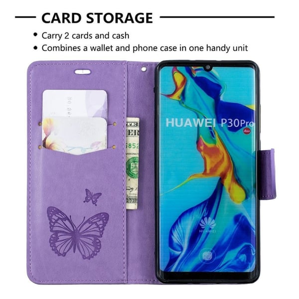 Butterfly Huawei P30 Pro etui - Lilla