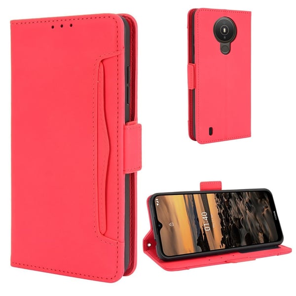 Modern-styled Lær Lommebok Etui til Nokia 1.4 - Rød