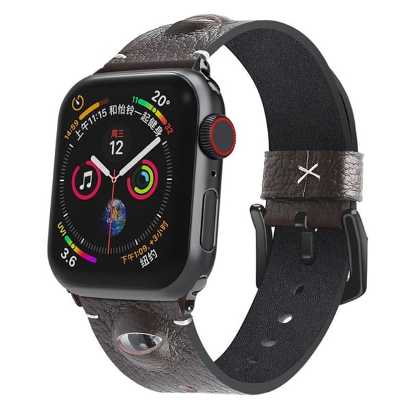 Apple Watch Series 6 / 5 40 mm stilig urrem i ekte skinn - Mørkelilla