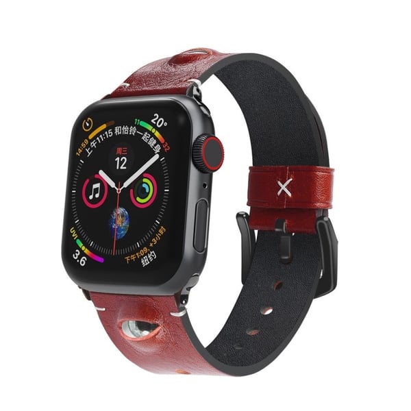 Apple Watch Series 5 / 4 44mm stylish ægte læder rem - rød