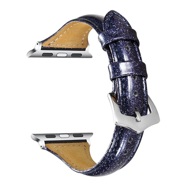 Apple Watch Series 5 44mm ægte læder Urrem - Blå