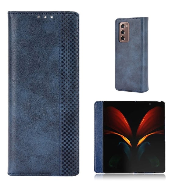Bofink Vintage Samsung Galaxy Z Fold2 5G Lær Etui - Blå