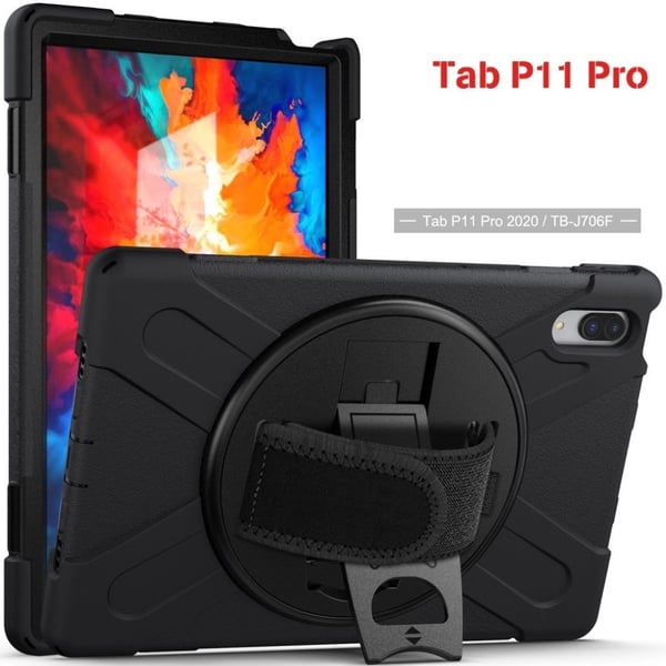 Lenovo Tab P11 Pro 360 roterbar kickstand + silikonetui - Svart