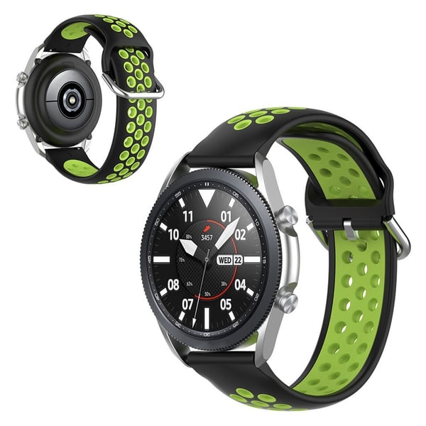 Samsung Galaxy Watch 3 (41 mm) tofarget klokkerem i silikon - Svart / Fluorescerende Grønn
