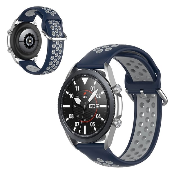 Samsung Galaxy Watch 3 (41 mm) tofarget klokkerem i silikon - Mørkeblå / Grå
