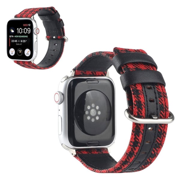 Apple Watch Serie 6 / 5 44 mm armbånd med gittermønster - Rød / Svart
