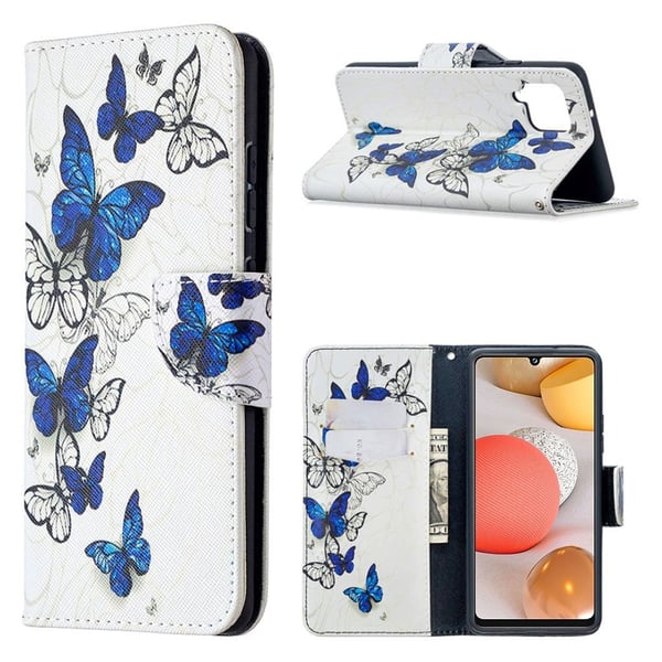Wonderland Samsung Galaxy A42 5g Flip Etui - Blå Sommerfugle