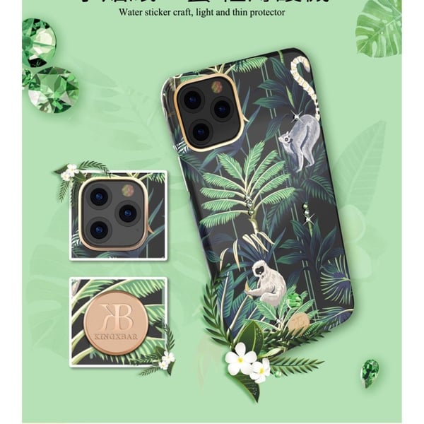 Kingxbar iPhone 11 Pro Max Blossom Swarovski Etui - Gibbon