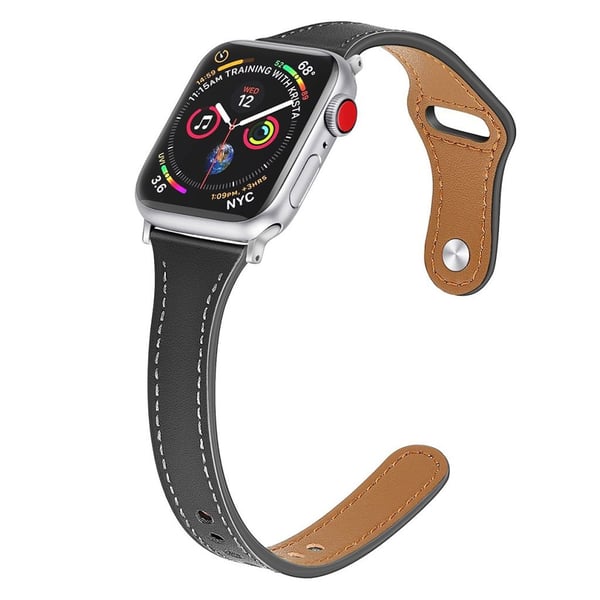 Apple Watch Series 5 40mm ægte læder Urrem - Sort Apple Watch Series 5 40mm ægte læder Urrem - Sort