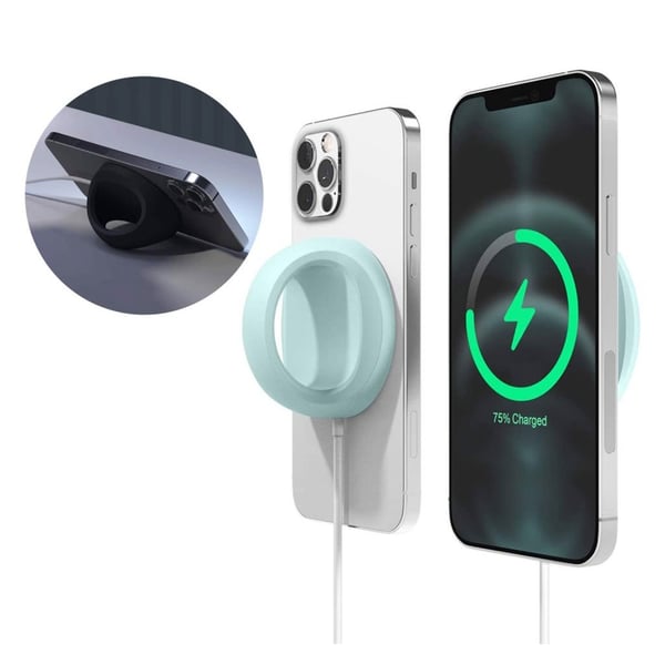 MagSafe trådløs oplader beskyttende silikoneetui - Babyblå MagSafe trådløs oplader beskyttende silikoneetui - Babyblå