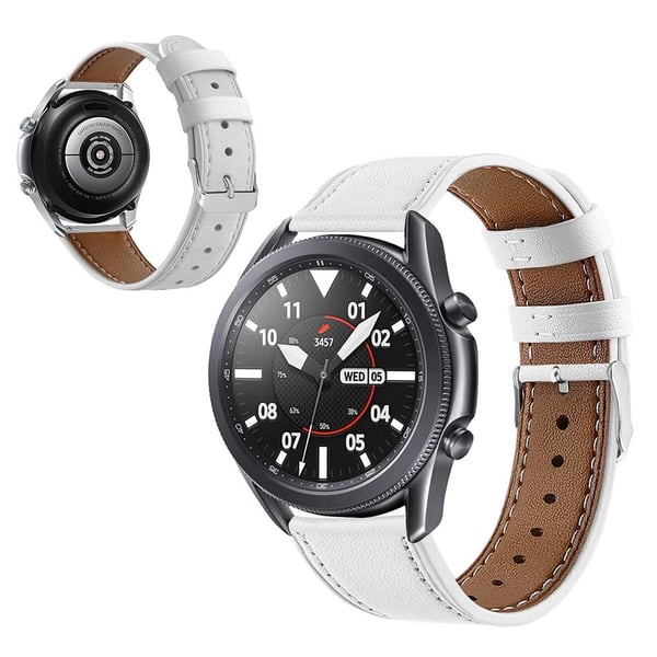 Urrem i ekte lær til Samsung Galaxy Watch 3 (41 mm) - Hvit