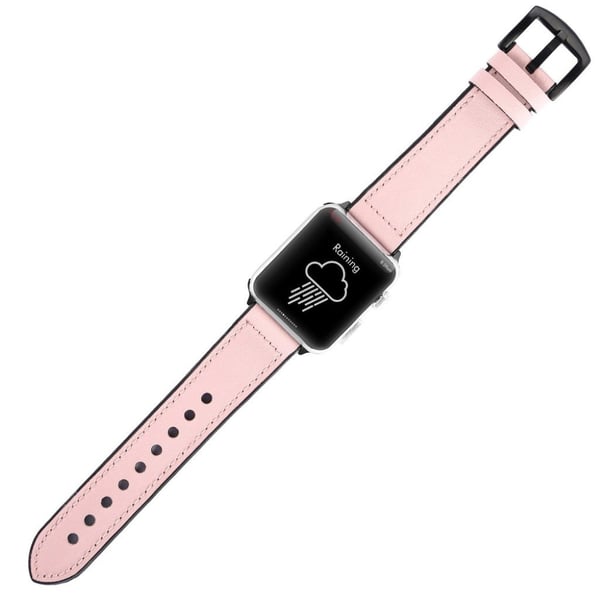 Apple Watch Series 5 44mm ægte læder silikone Urrem - Lyserød