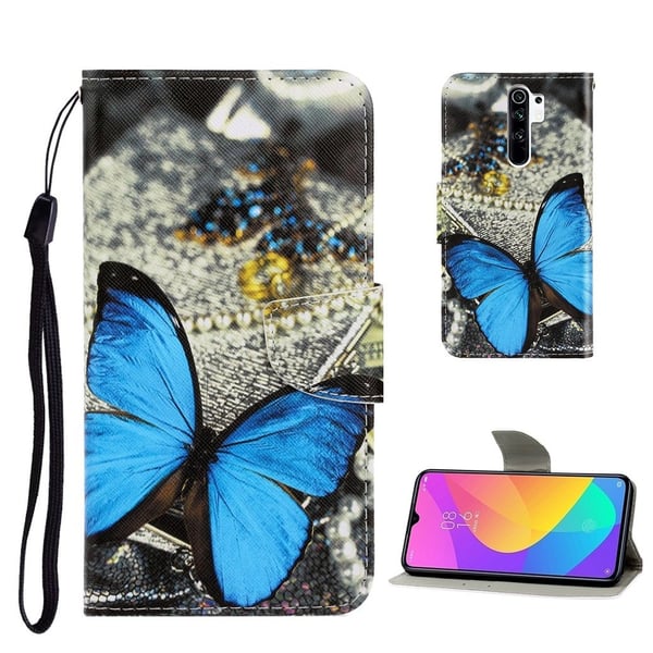 Wonderland Xiaomi Redmi 9 Flippetui - Blå Sommerfugl