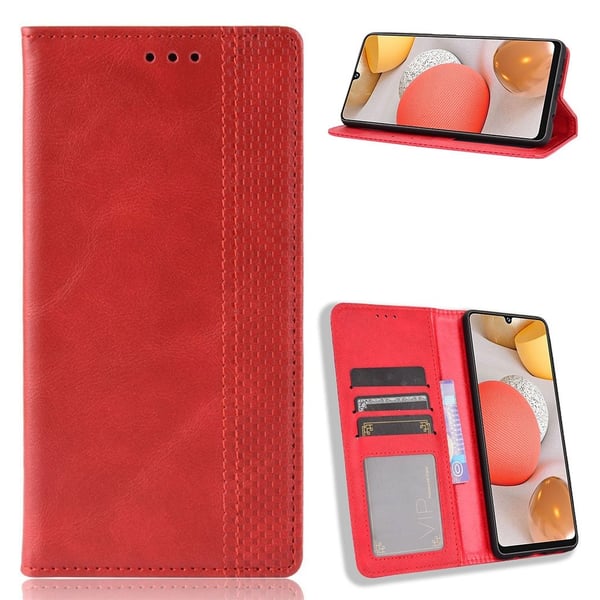 Bofink Vintage Samsung Galaxy A42 5G Lær Etui - Rød