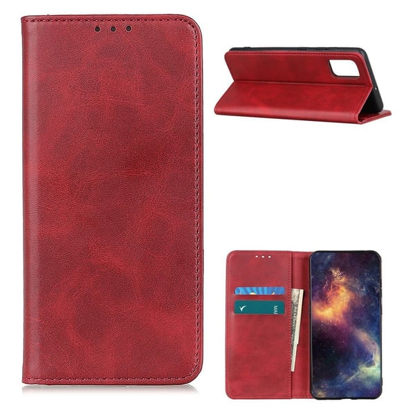 Flip Etui med Pung i Ekte Lær til OnePlus 9 Pro - Rød