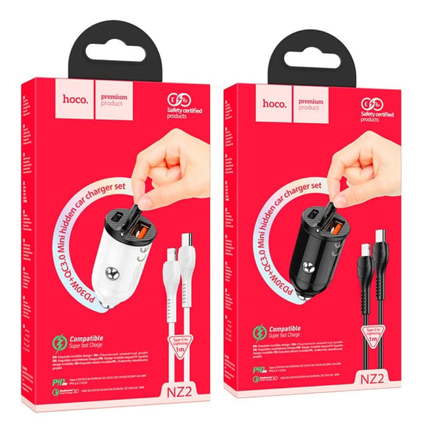 NZ2 Link PD30W+QC3.0 billadersett (Type-C til Lightning) - Hvit
