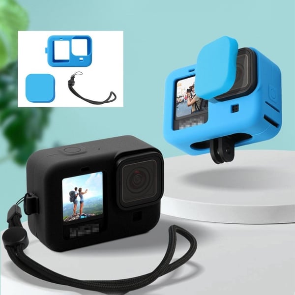 GoPro Hero 9 silikonikotelo linssinsuojuksella - Musta