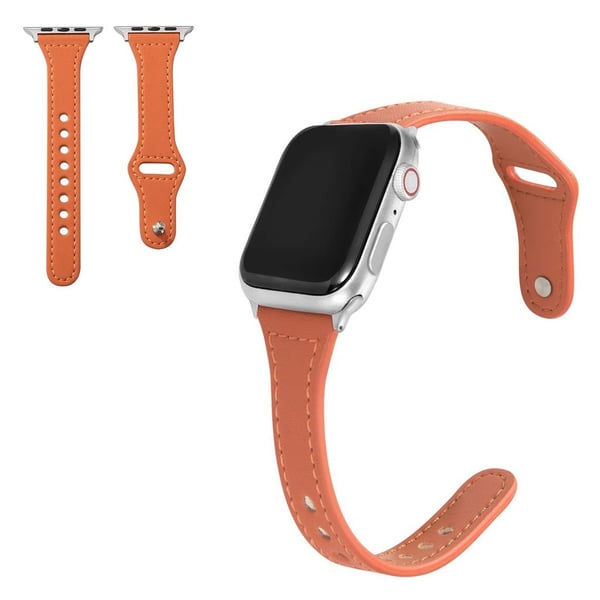 Apple Watch Series 6 / 5 44 mm knappeknapparmbånd i ekte skinn - Oransje