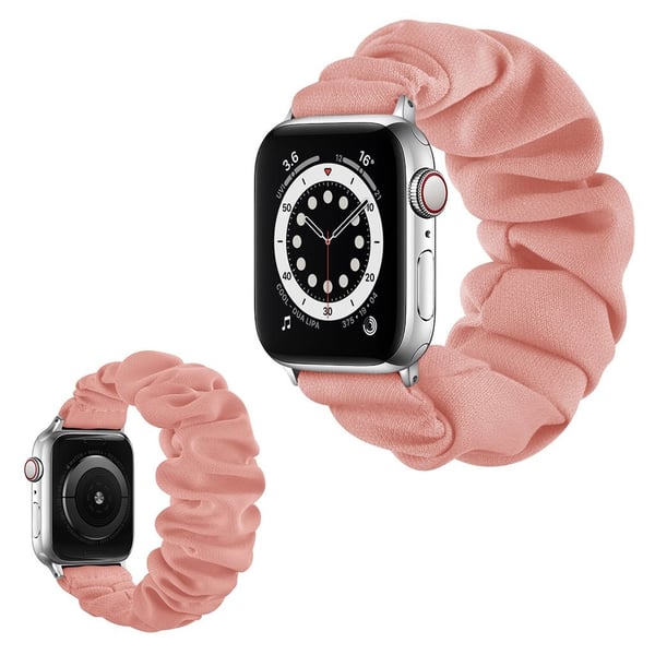 Apple Watch Series 6 / 5 44 mm elastisk klokkerem i hårbåndstil - Sølv Kontakt / Rosa / Størrelse: S