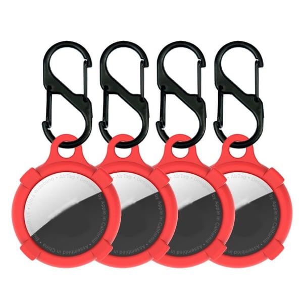 4 st AirTags silikonskydd med krok - Röd 4 st AirTags silikonskydd med krok - Röd