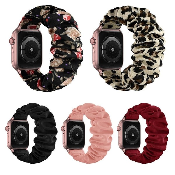 Apple Watch Series 6 / 5 44 mm elastisk klokkerem i hårbåndstil - Kontakt I Roségull / Vinrød / Størrelse: L