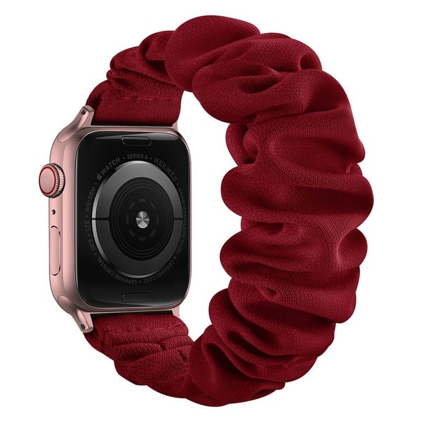 Apple Watch Series 6 / 5 44 mm elastisk klokkerem i hårbåndstil - Kontakt I Roségull / Vinrød / Størrelse: L