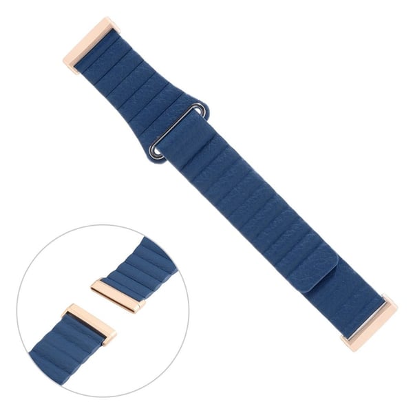 Fitbit Versa 3 urrem i ekte skinn - Mørkeblå