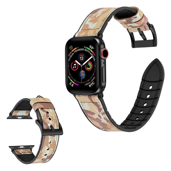 Apple Watch Series 6 / 5 40 mm mønstret lærarmbånd - Kamuflasje Brun
