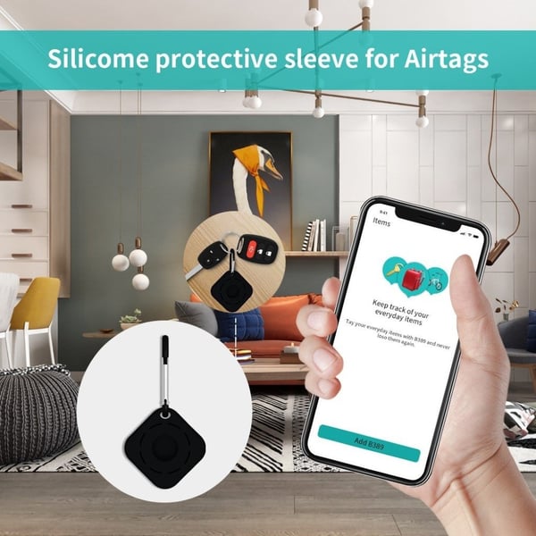 AirTags neliön muotoinen silikonisuojus - Pinkki