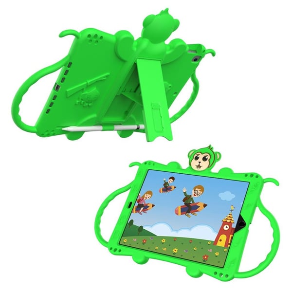 iPad 10.2 (2019) Monkey Stil Silikon Etui - Grønn