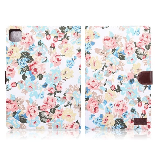 iPad Air (2020) blomma trasa läder flip fodral - vit iPad Air (2020) blomma trasa läder flip fodral - vit