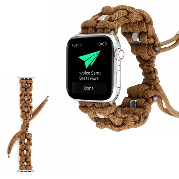 Apple Watch Series 6 / 5 44 mm nylon i rustfritt stålarmbånd - Brun