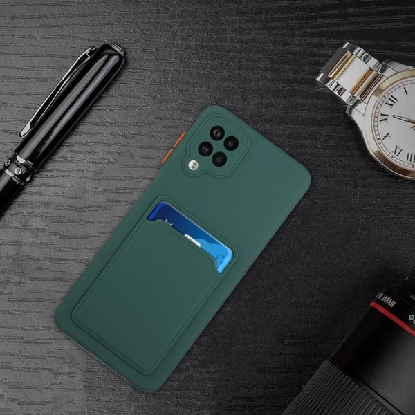 Card Holder Deksel til Samsung Galaxy M12 - Mørkegrønn