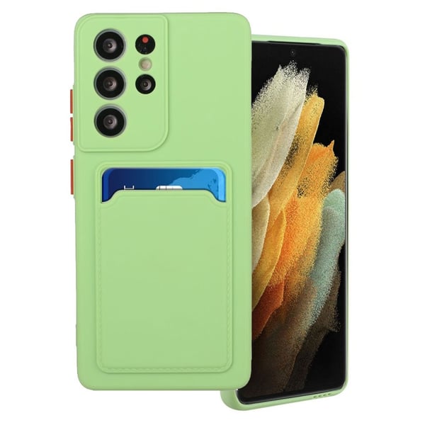 Card Holder Deksel til Samsung Galaxy S21 Ultra - Lysegrønn