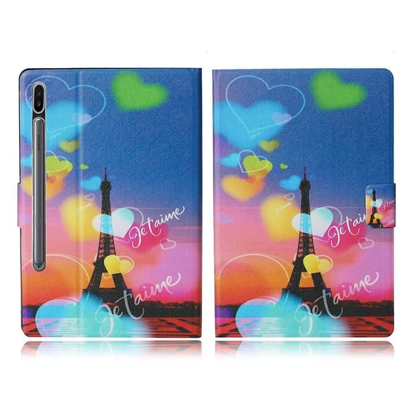 Samsung Galaxy Tab S7 Cool Mønster Lær Flippetui - Eiffel Tower