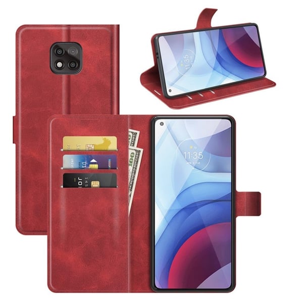 Wallet-style Lær Etui til Motorola Moto G Power (2021) - Rød