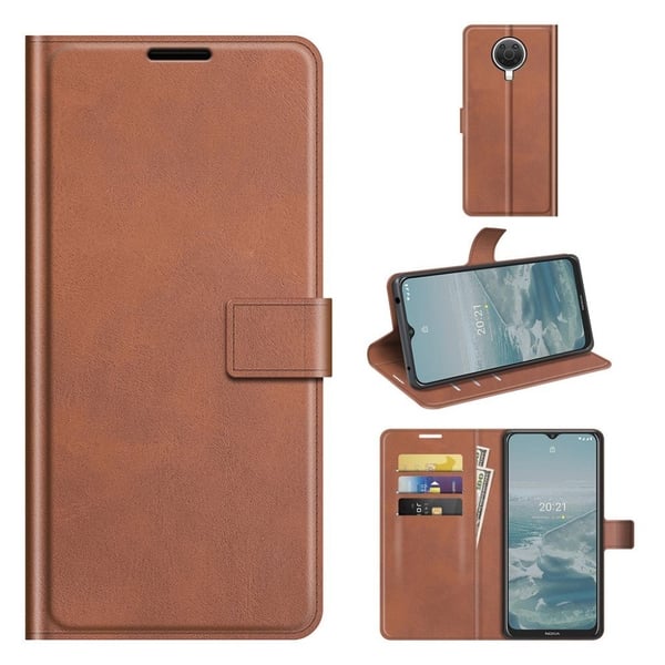 Wallet-style Lær Etui til Nokia G20 - Brun