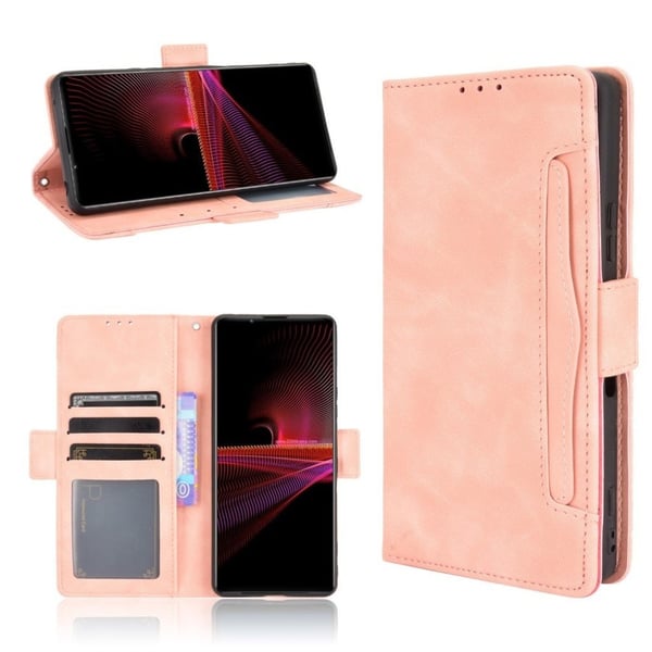 Modern-styled Lær Lommebok Etui til Sony Xperia 1 III - Rosa