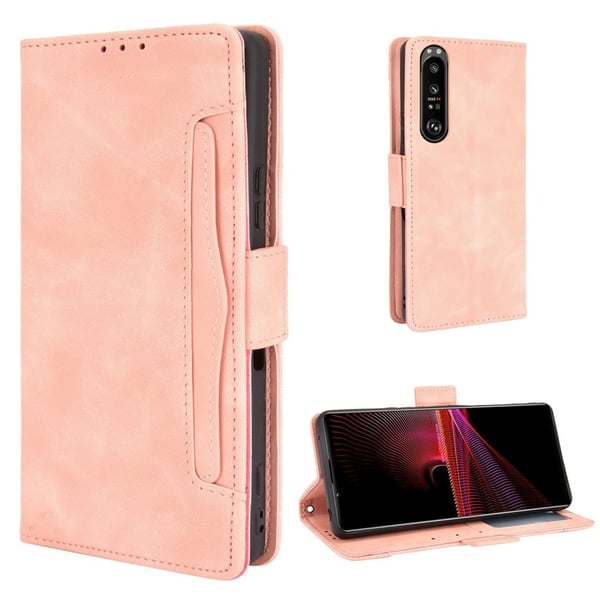 Modern-styled Lær Lommebok Etui til Sony Xperia 1 III - Rosa