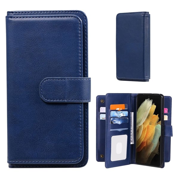 10-slot Lommebok Etui til Samsung Galaxy S21 Ultra - Blå
