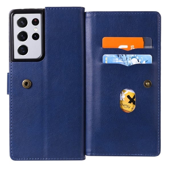 10-slot Lommebok Etui til Samsung Galaxy S21 Ultra - Blå
