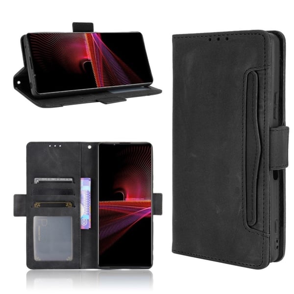 Modern-styled Læder Pung Etui til Sony Xperia 1 Iii - Sort