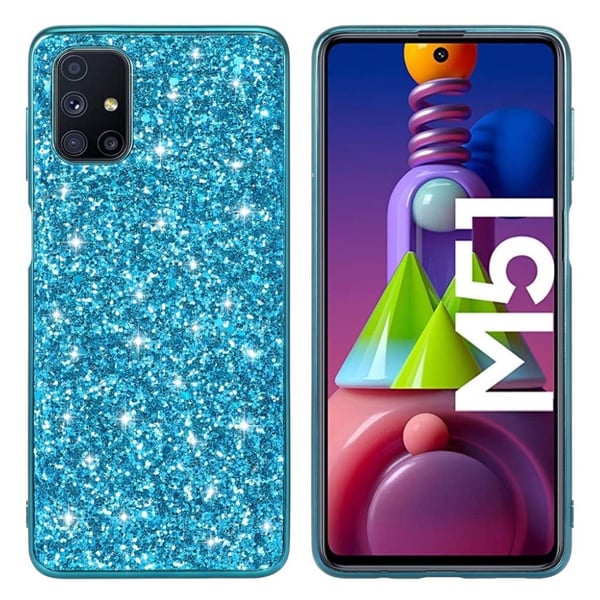 Glitter Samsung Galaxy M51 Etui - Blå